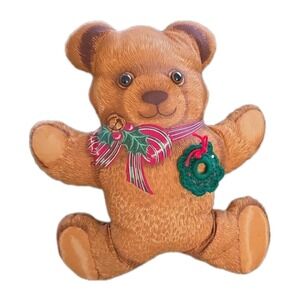 Vintage Christmas Teddy Bear Stuffed Panel Pillow Fabric Cut & Sew 80s Wamsutta